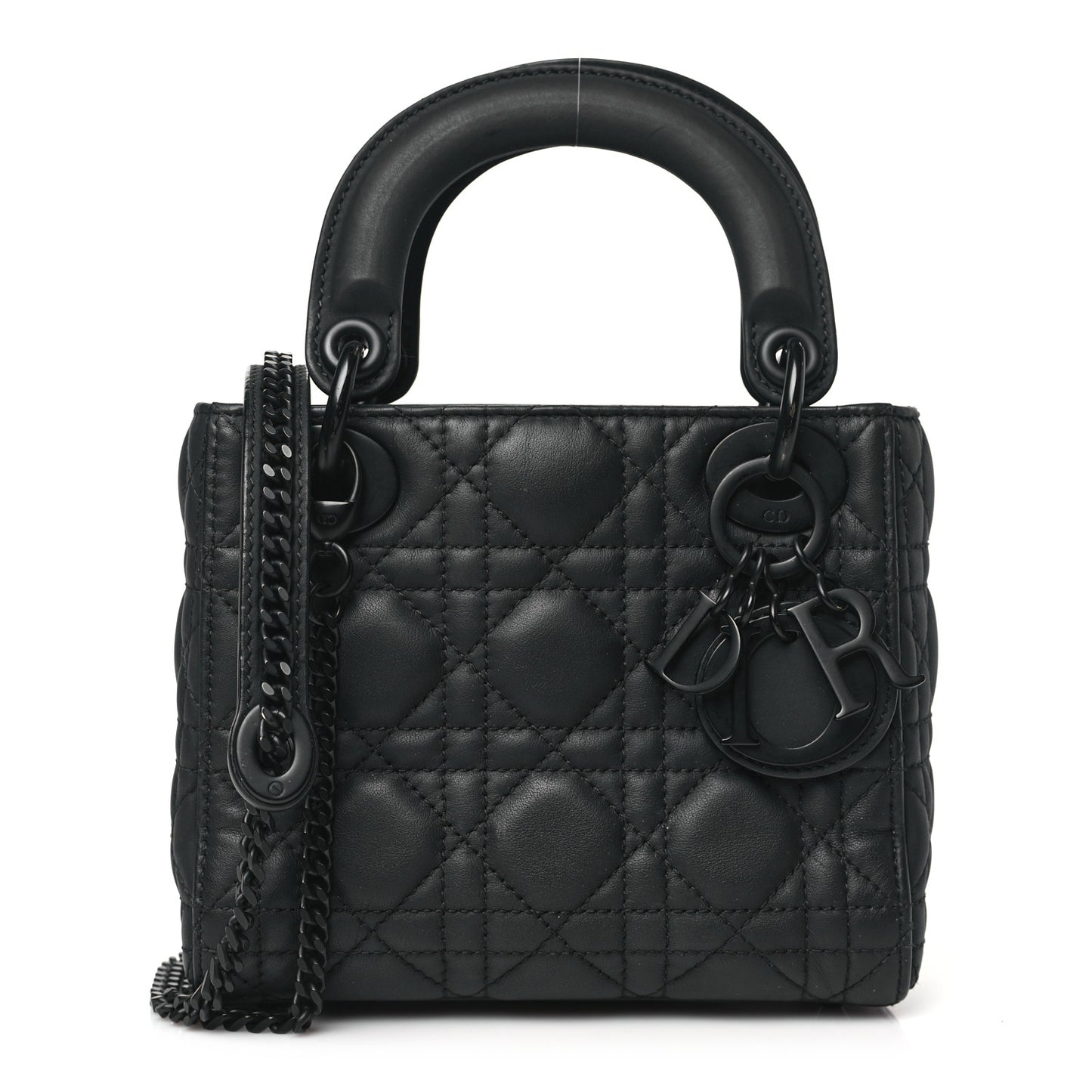 Ultra Matte Calfskin Cannage Mini Lady Dior Black