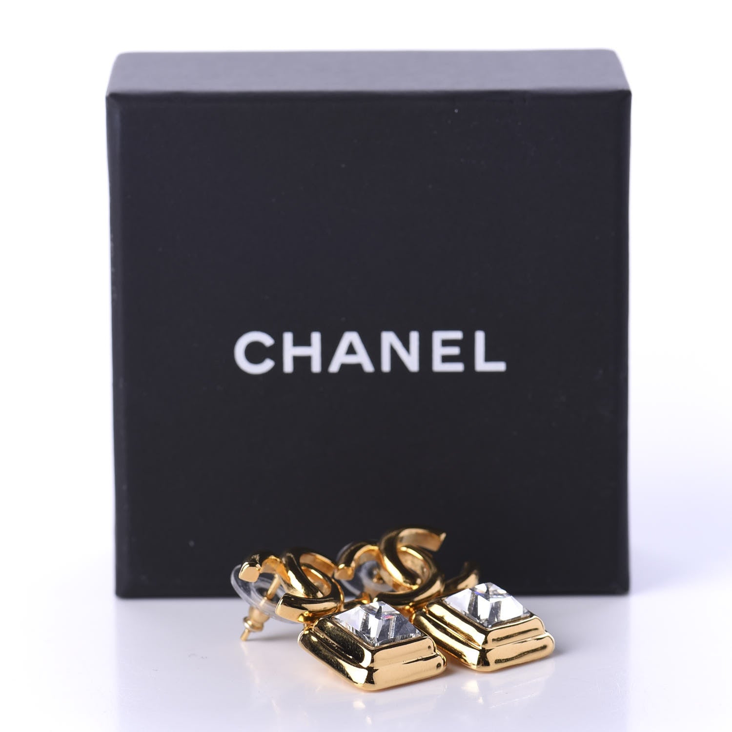 Chanel Large Crystal CC Drop Earrings Gold 4 of 4
