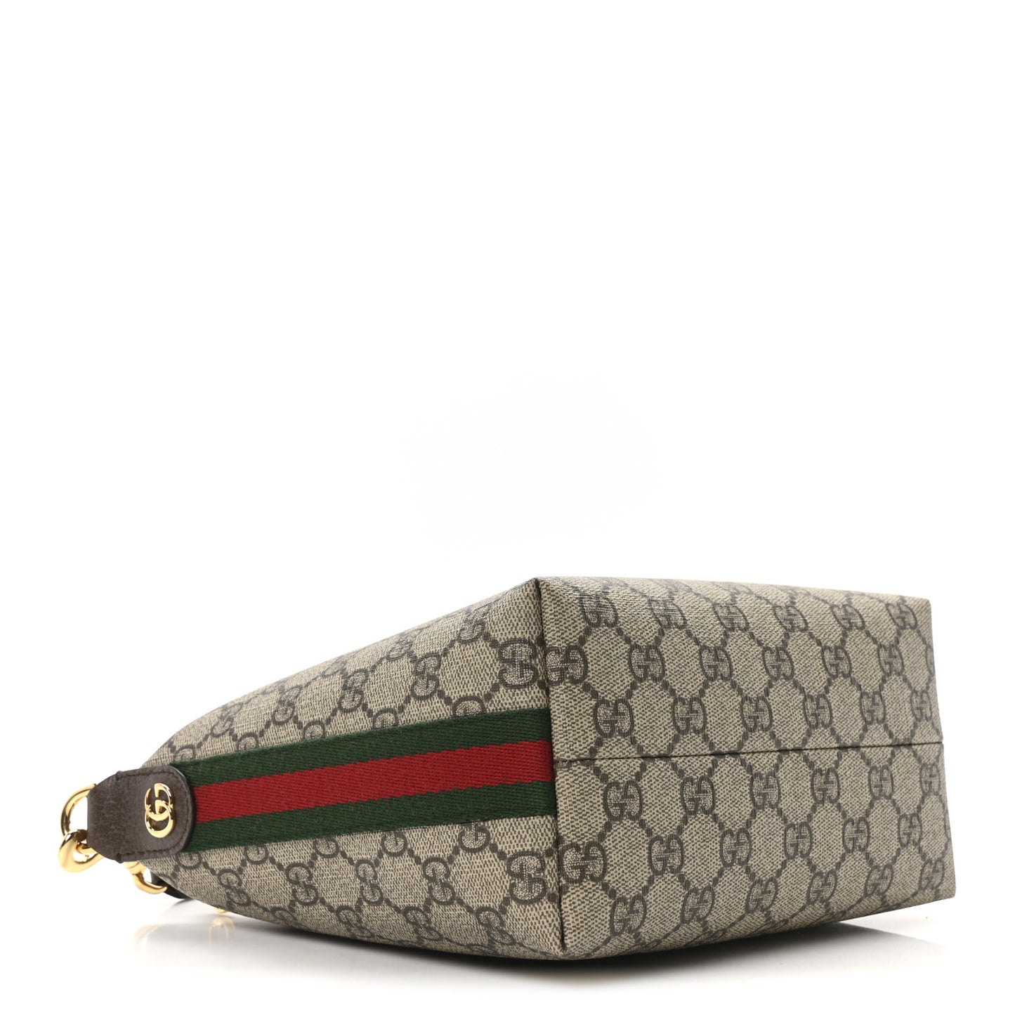 GG Supreme Monogram Textured Calfskin Web Super Mini Ophidia Shoulder Bag Beige Ebony New Acero