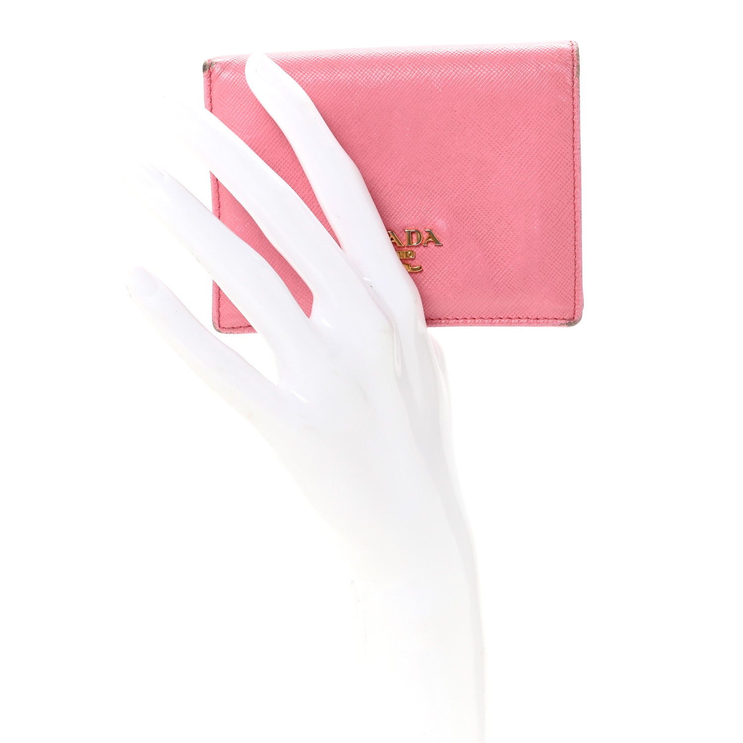Prada Saffiano Metal Compact Snap Bi-Fold Wallet Geranio 2 of 7