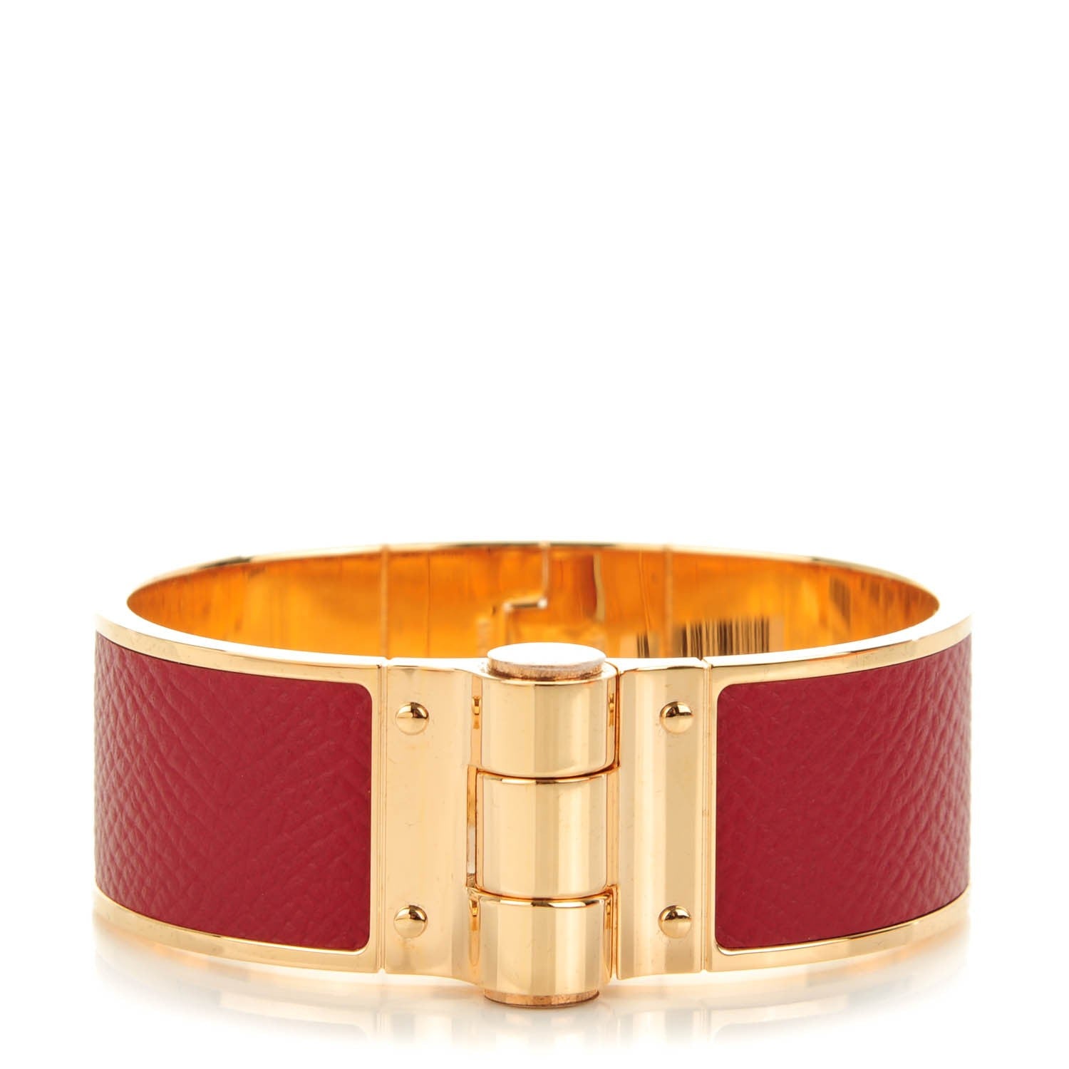 Hermes Epsom Charniere Uni Wide Hinged Bracelet S Rouge Grenat 1 of 4