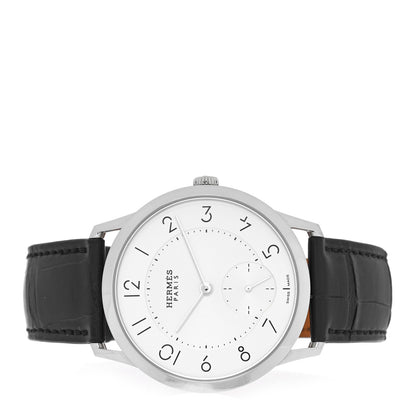 Hermes Stainless Steel Alligator 39.5mm Slim d'Hermes Automatic Watch Noir 2 of 5