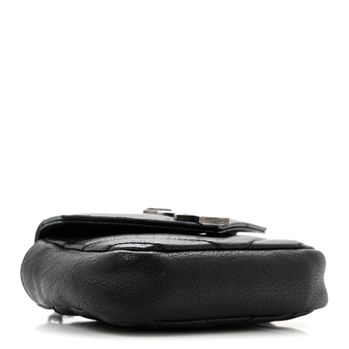 Sheepskin Matelasse Chevron Monogram Mini College Bag Black