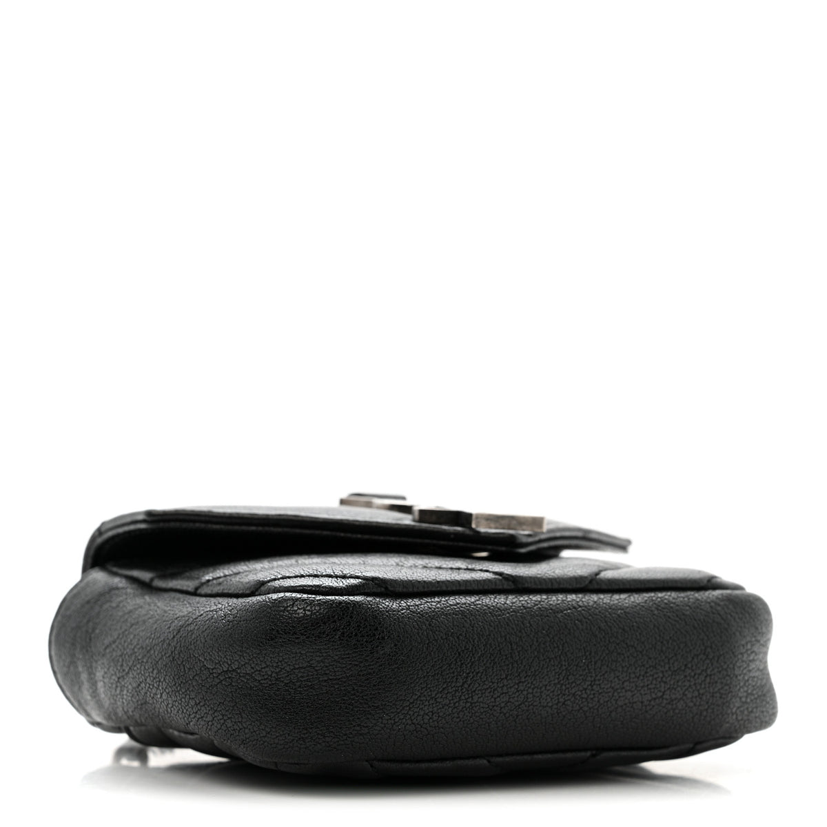 Sheepskin Matelasse Chevron Monogram Mini College Bag Black