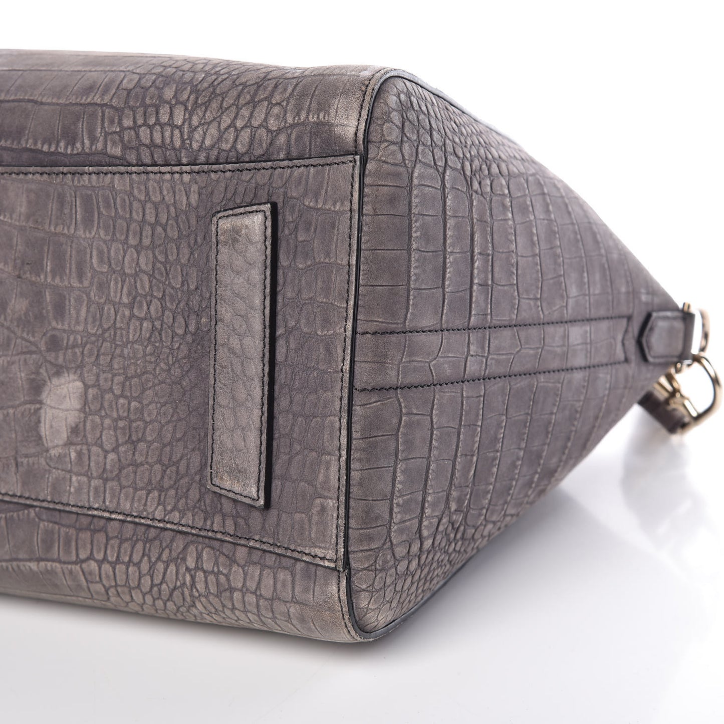 Nubuck Crocodile Embossed Medium Antigona Washed Black
