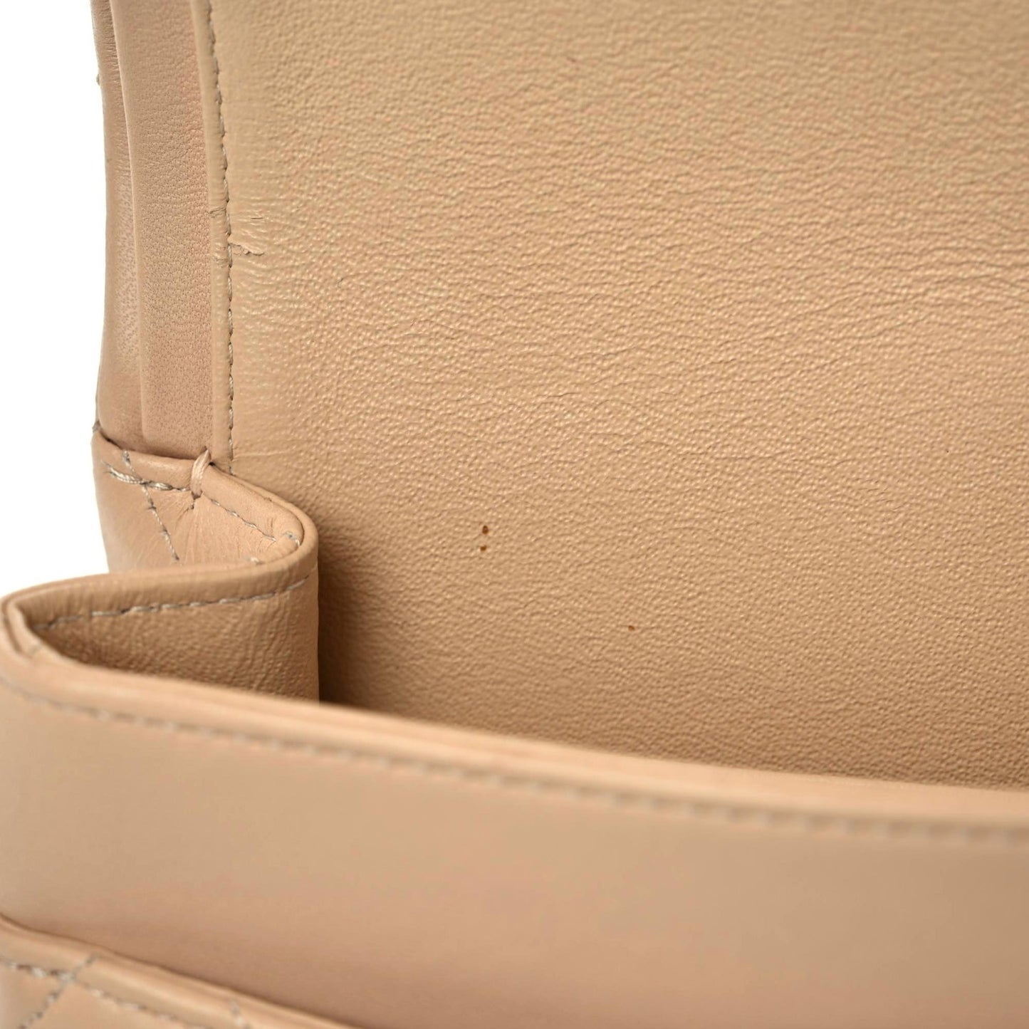 Lambskin Quilted Medium Double Flap Beige