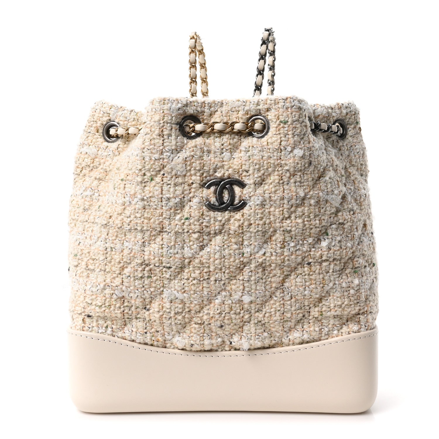 Chanel Tweed Calfskin Quilted Gabrielle Backpack Ivory 1 of 10