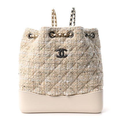 Chanel Tweed Calfskin Quilted Gabrielle Backpack Ivory 1 of 10