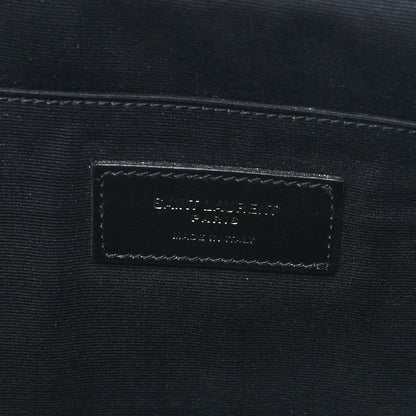 Saint Laurent Calfskin Crocodile Embossed Monogram Zipped Pouch Black 6 of 7