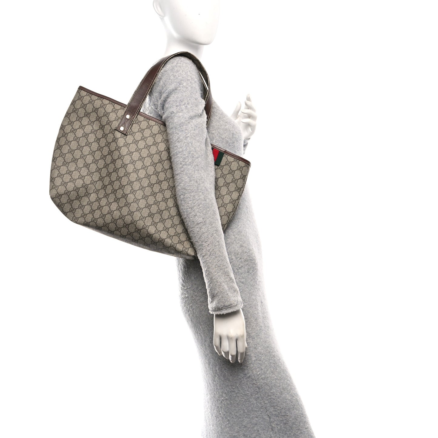 GG Plus Monogram Medium Signature Web Loop Tote Brown