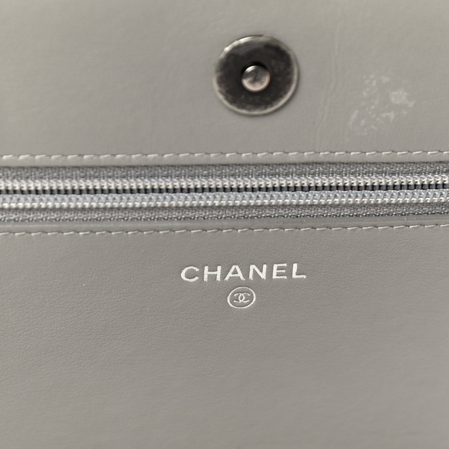 Chanel Calfskin Diagonal Chevron Quilted Tassel Wallet On Chain WOC Grey 6 of 12