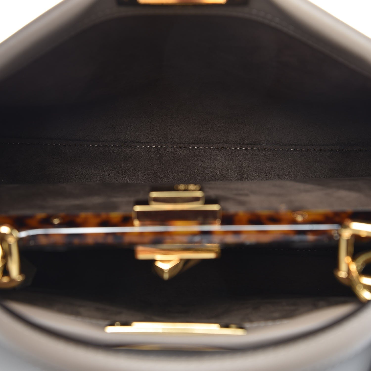 Fendi Vitello Seta Plexiglass Tortoise Medium Peekaboo Iconic Satchel Tortora 8 of 9