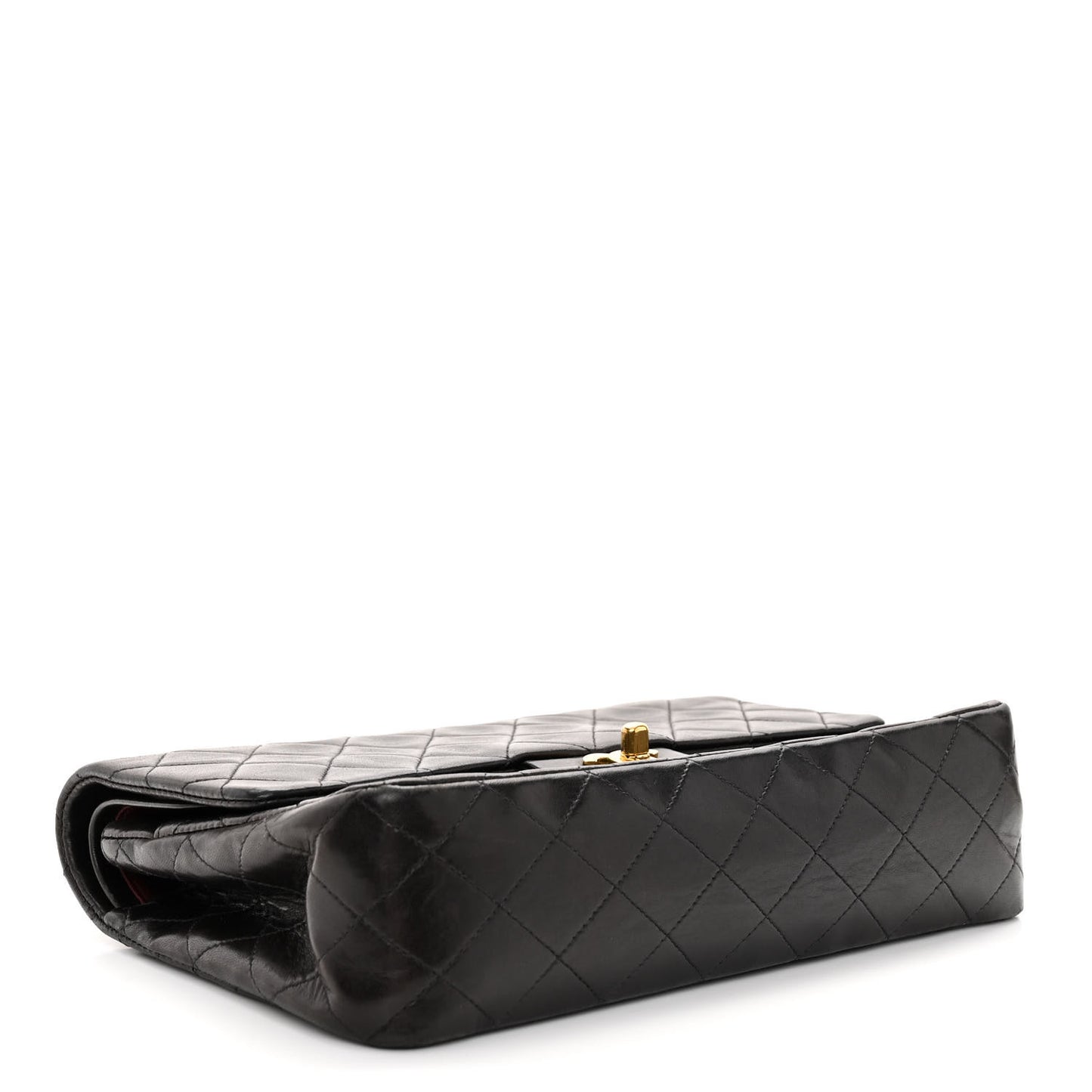 Lambskin Quilted Medium Double Flap Black