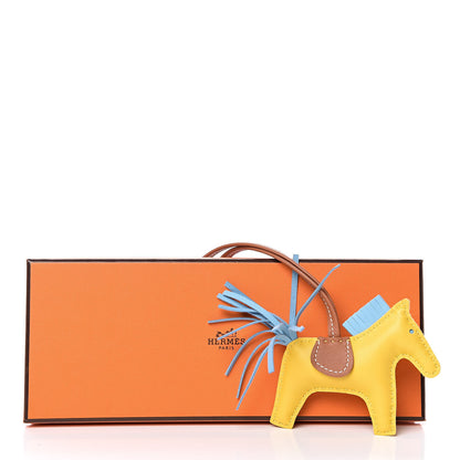 Hermes Milo Lambskin Grigri Rodeo Horse Bag Charm PM Jaune de Naples Celeste Gold 4 of 4