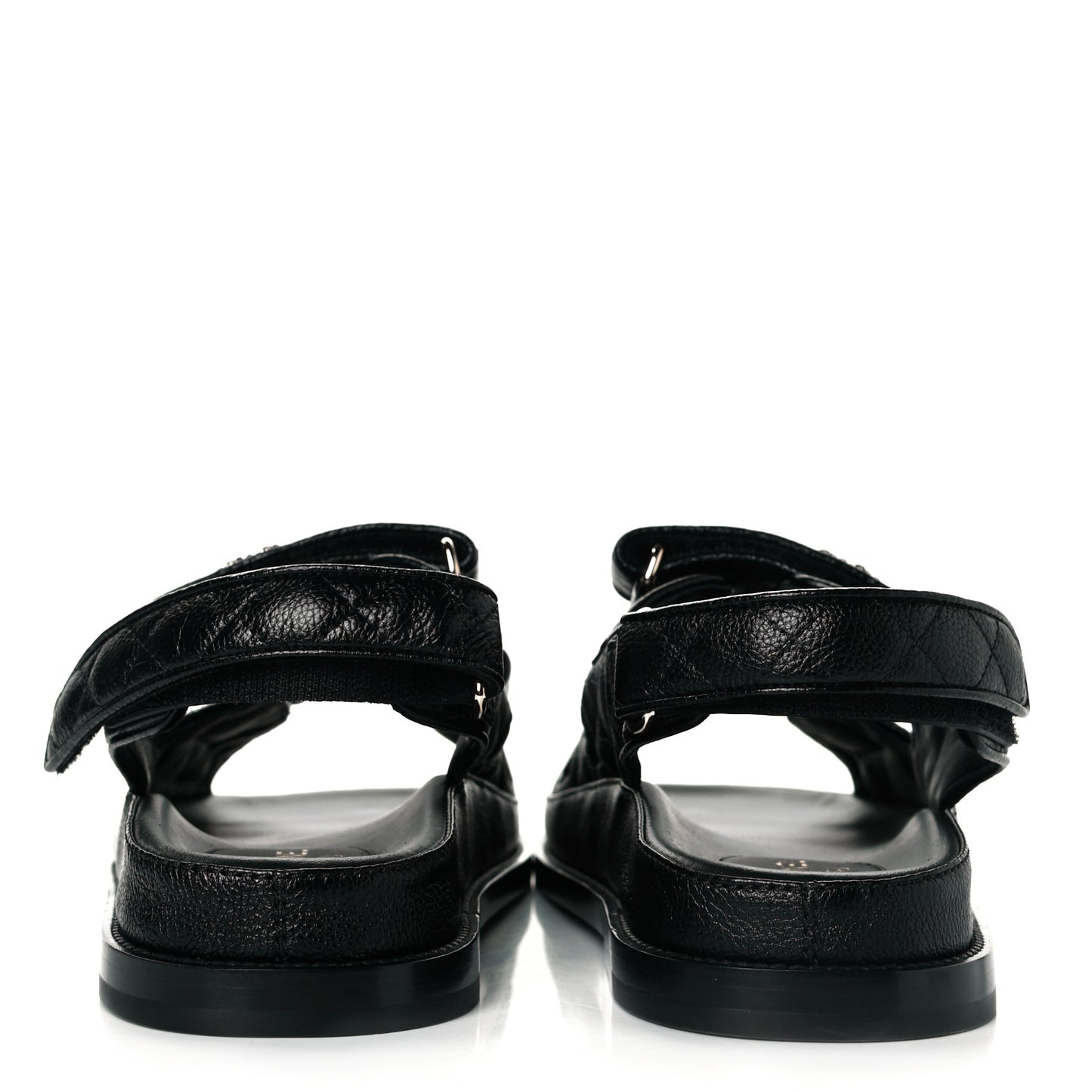 Grained Calfskin Velcro Dad Sandals 39 Black