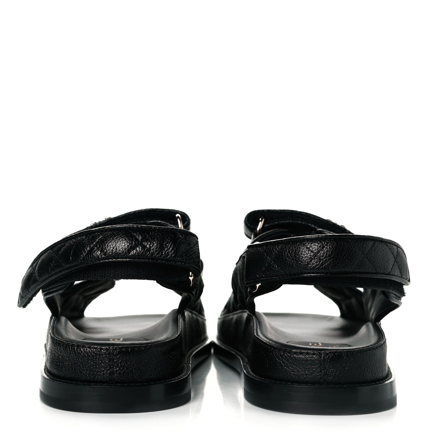 Chanel Grained Calfskin Velcro Dad Sandals 39 Black 5 of 9