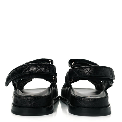 Chanel Grained Calfskin Velcro Dad Sandals 39 Black 5 of 9