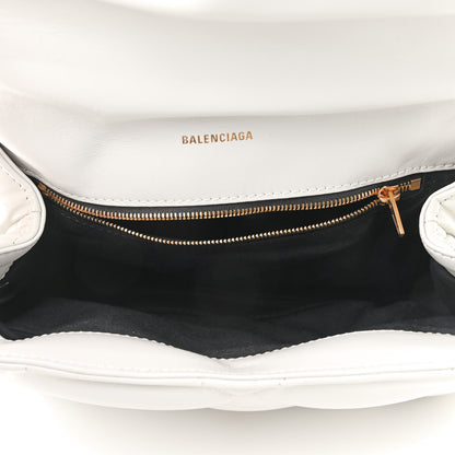 Balenciaga Nappa Calfskin Quilted Touch B Puffy Clutch White 5 of 9