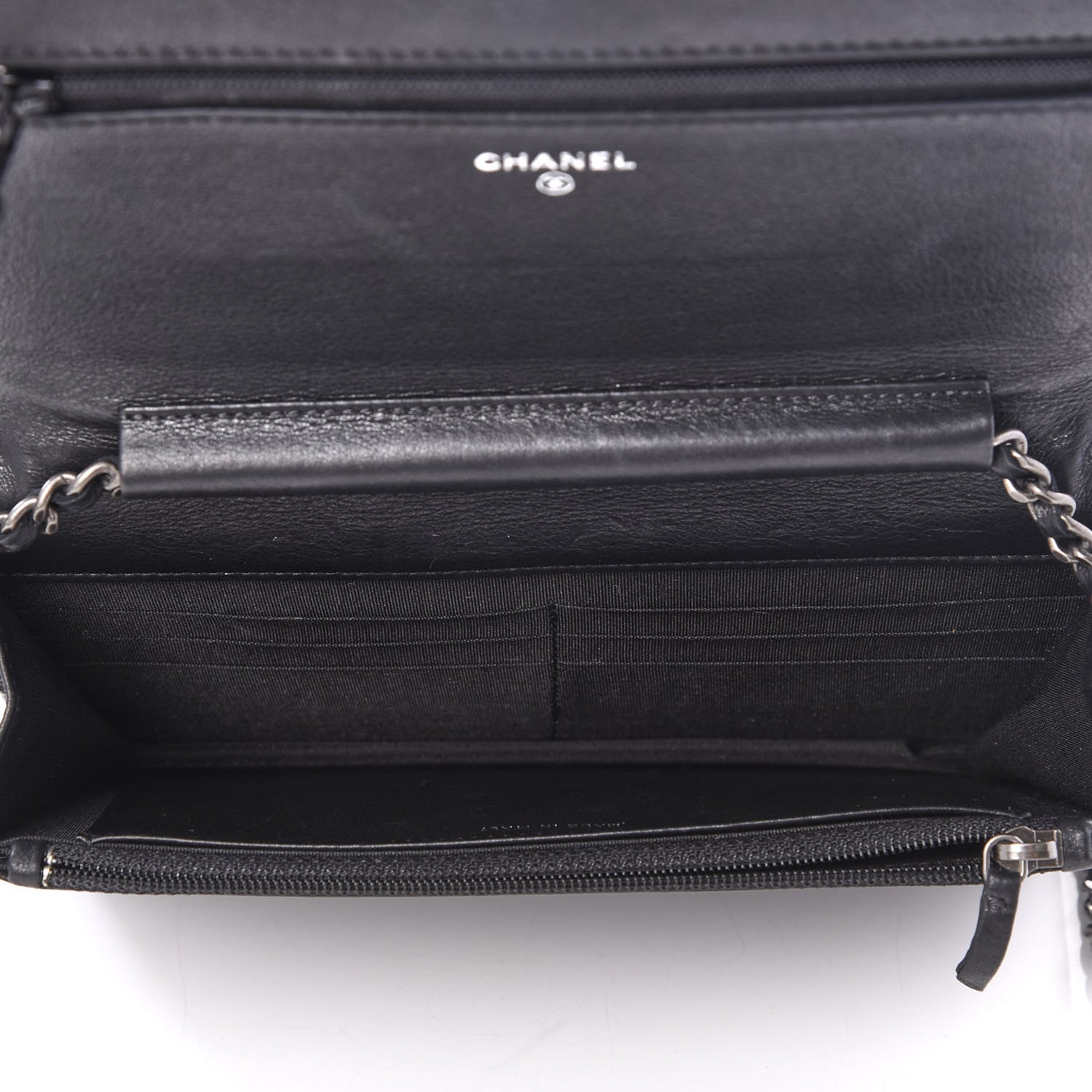 Chanel Galuchat Stingray Lambskin Boy Wallet On Chain WOC Black 4 of 10