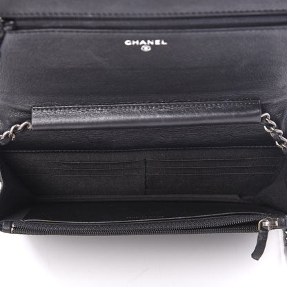 Chanel Galuchat Stingray Lambskin Boy Wallet On Chain WOC Black 4 of 10