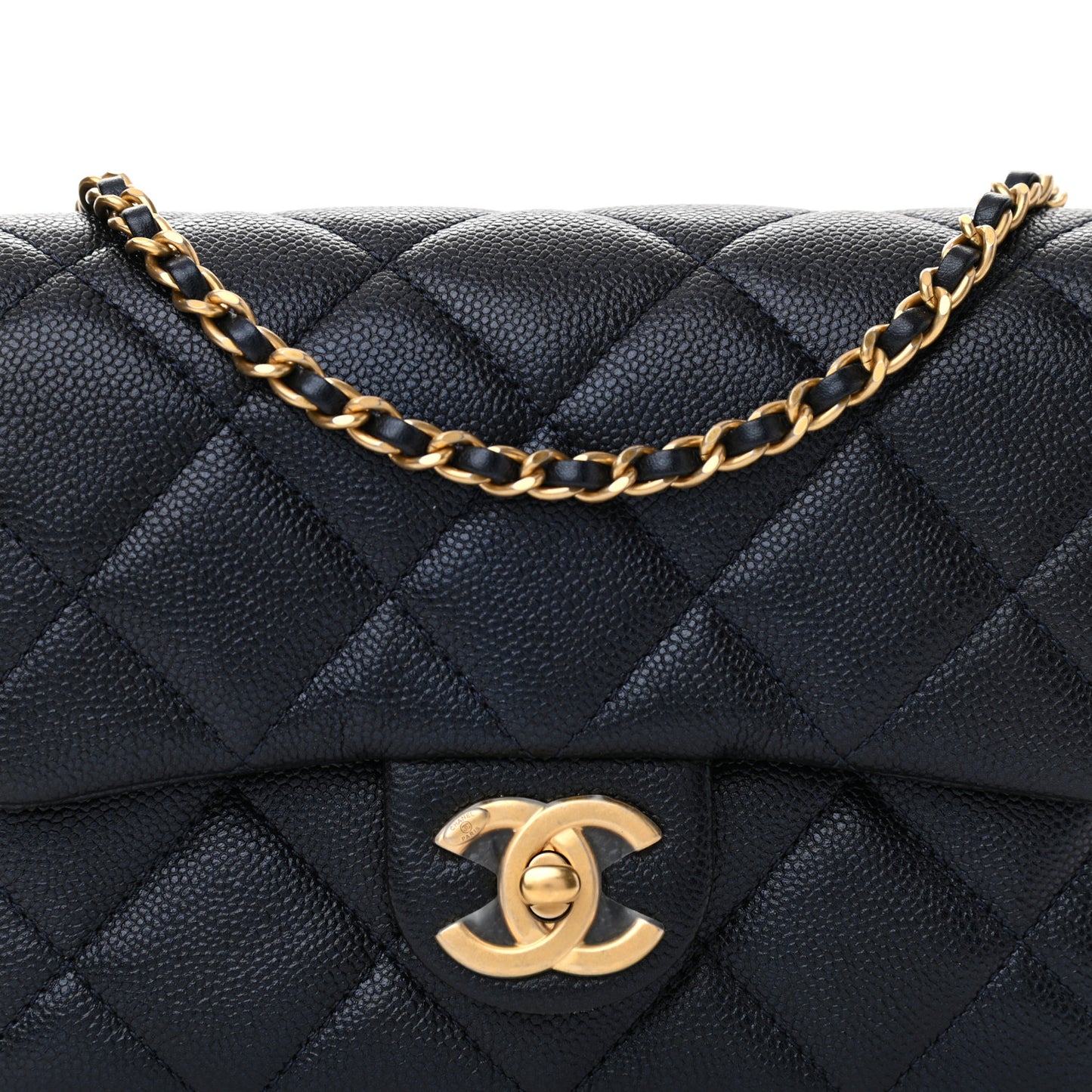 Iridescent Caviar Quilted Mini My Perfect Flap Black