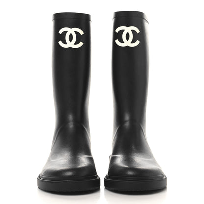 Chanel Caoutchouk CC High Boots 39 Black 2 of 7