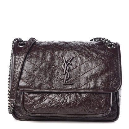 Saint Laurent Crinkled Calfskin Matelasse Monogram Medium Niki Chain Satchel Tulip 1 of 10