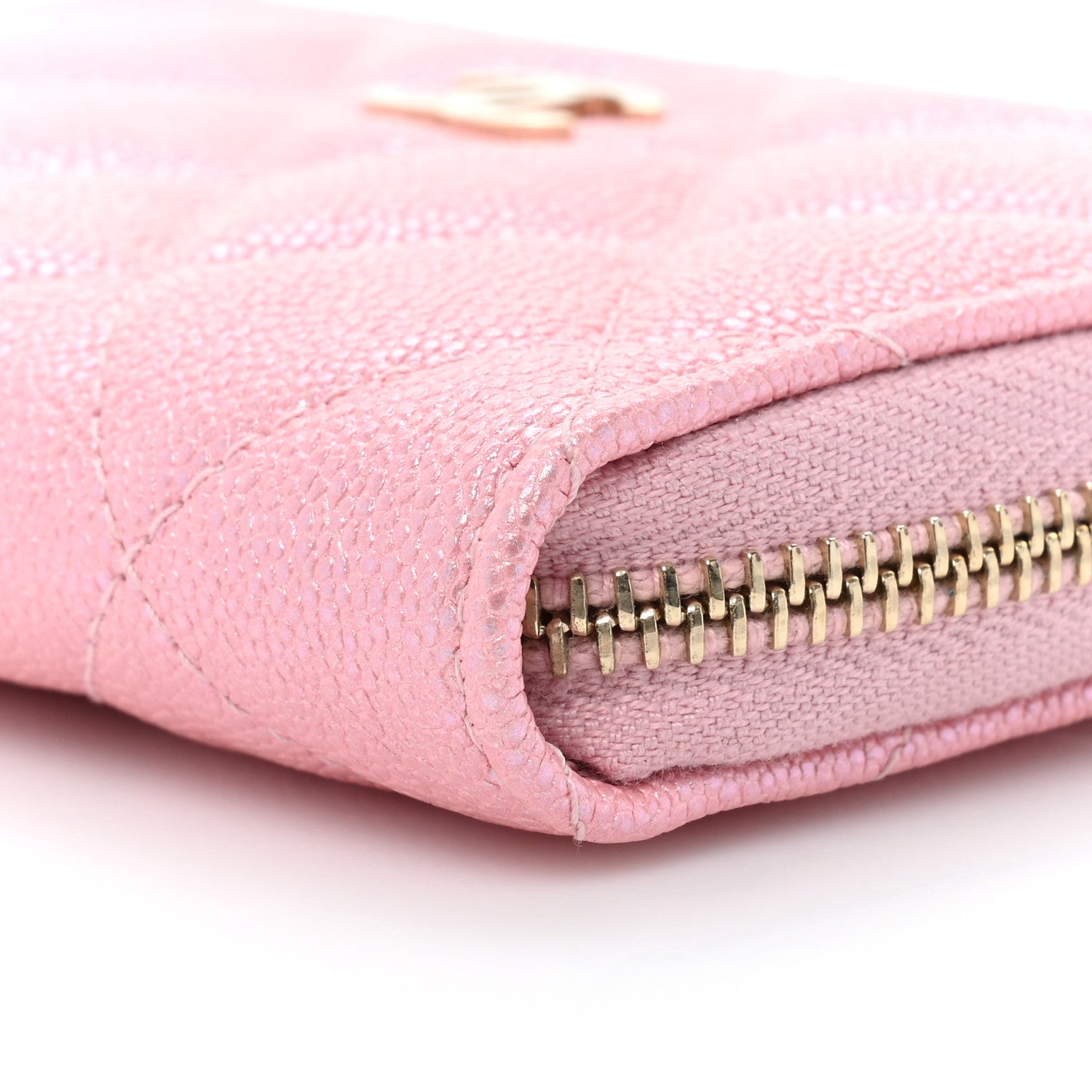 Chanel Iridescent Caviar Quilted Zip Coin Purse Pink 10 of 11