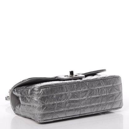 Chanel Patent Metallic Crumpled Calfskin Chevron Quilted Mini Rectangular Flap Silver 4 of 11