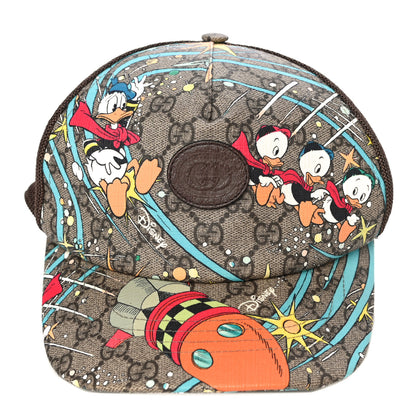 Gucci X DISNEY GG Supreme Monogram Donald Duck Baseball Hat L Beige Multicolor New Acero 4 of 7