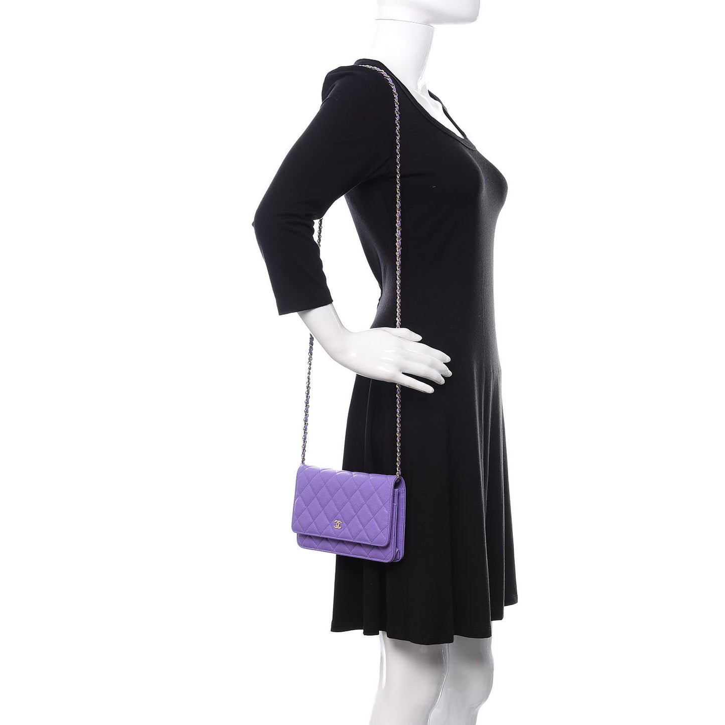Caviar Quilted Wallet On Chain WOC Purple