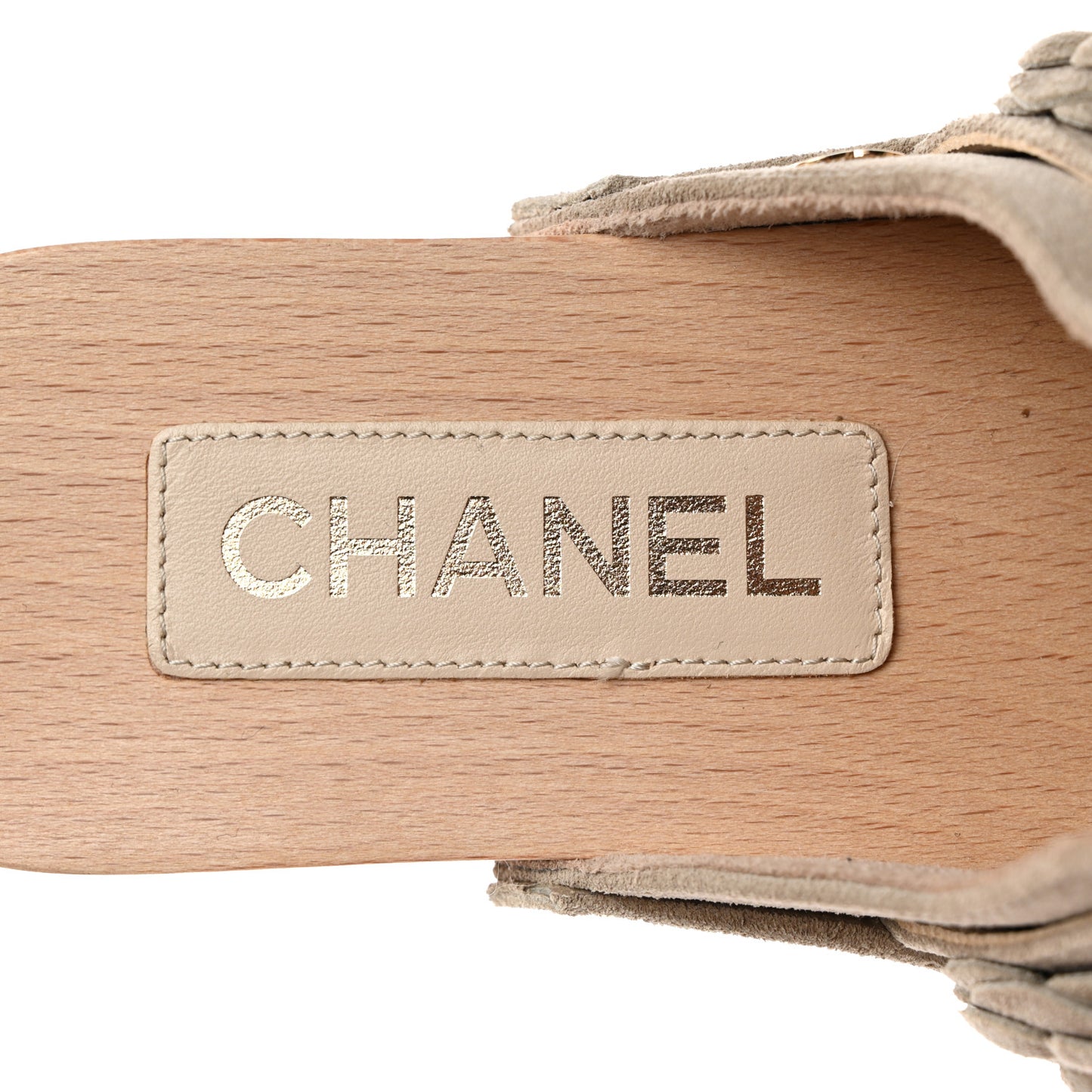 Suede Calfskin Camellia Mules 38 Beige
