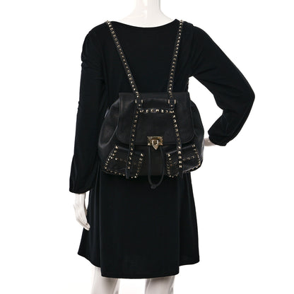 Valentino Garavani Pebbled Calfskin Rockstud Double Pocket Backpack Black 3 of 8