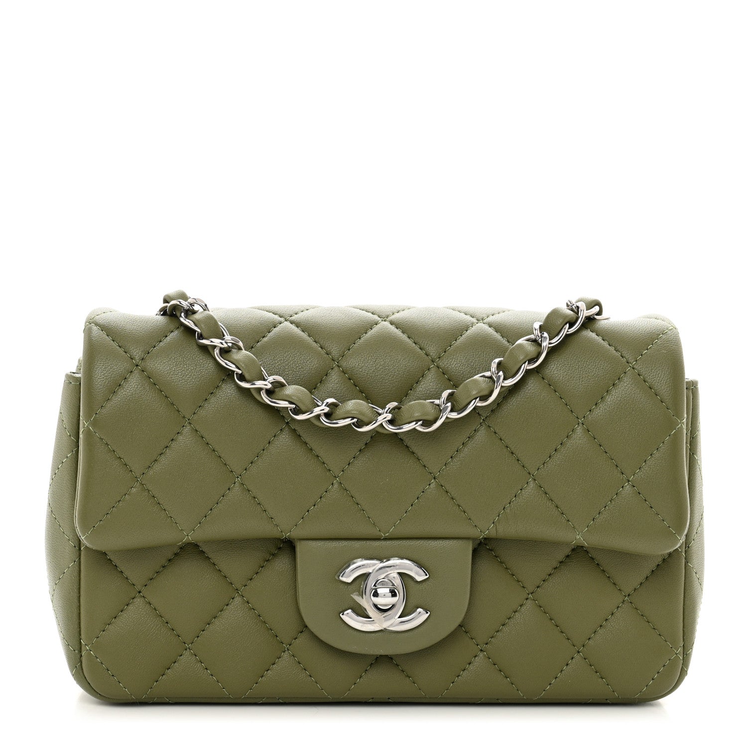 Chanel Lambskin Quilted Mini Rectangular Flap Green 1 of 10