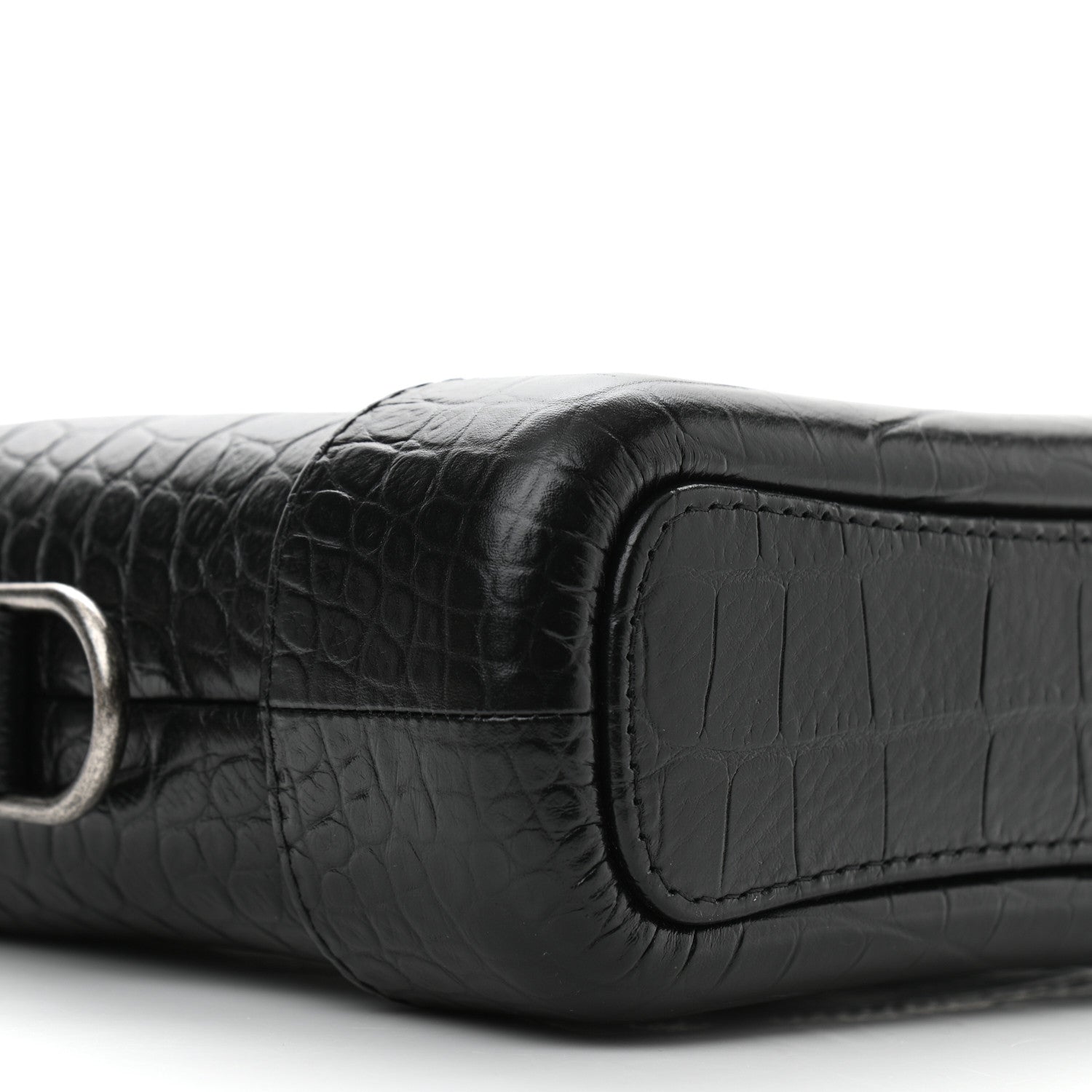 Chanel Calfskin Crocodile Embossed Small Gabrielle Cocodile Hobo Black 9 of 11