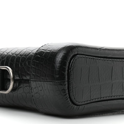 Chanel Calfskin Crocodile Embossed Small Gabrielle Cocodile Hobo Black 9 of 11