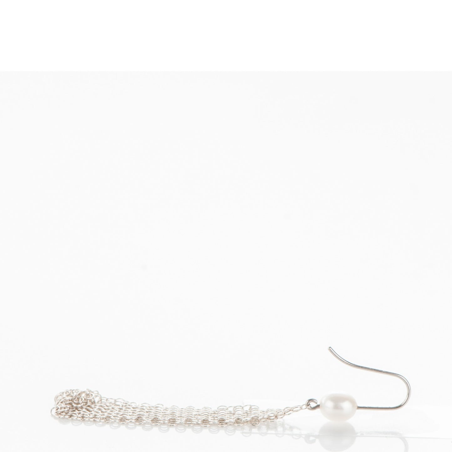 Sterling Silver Pearl Small Elsa Peretti Mesh Earrings