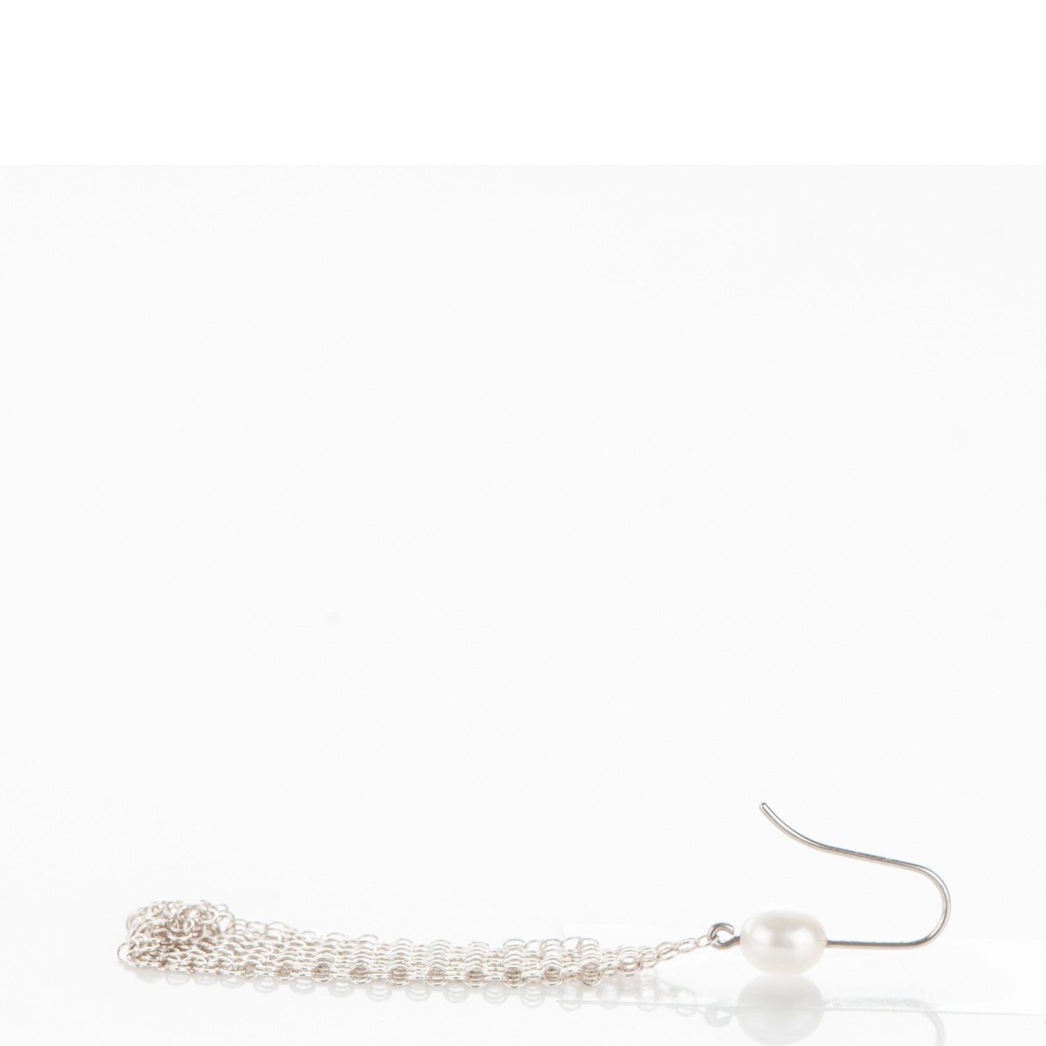 Tiffany Sterling Silver Pearl Small Elsa Peretti Mesh Earrings 3 of 5