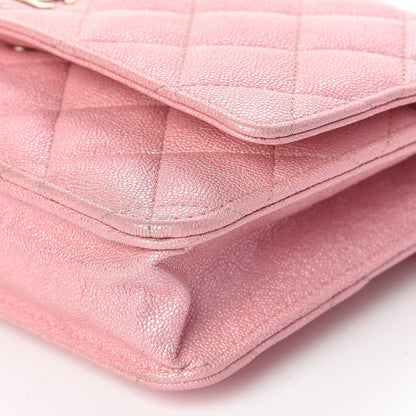 Chanel Iridescent Caviar Quilted Wallet on Chain WOC Rose Pink 10 of 11