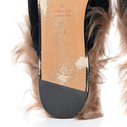 Gucci Velvet Fur Womens Princetown Slippers 41 Black 8 of 12