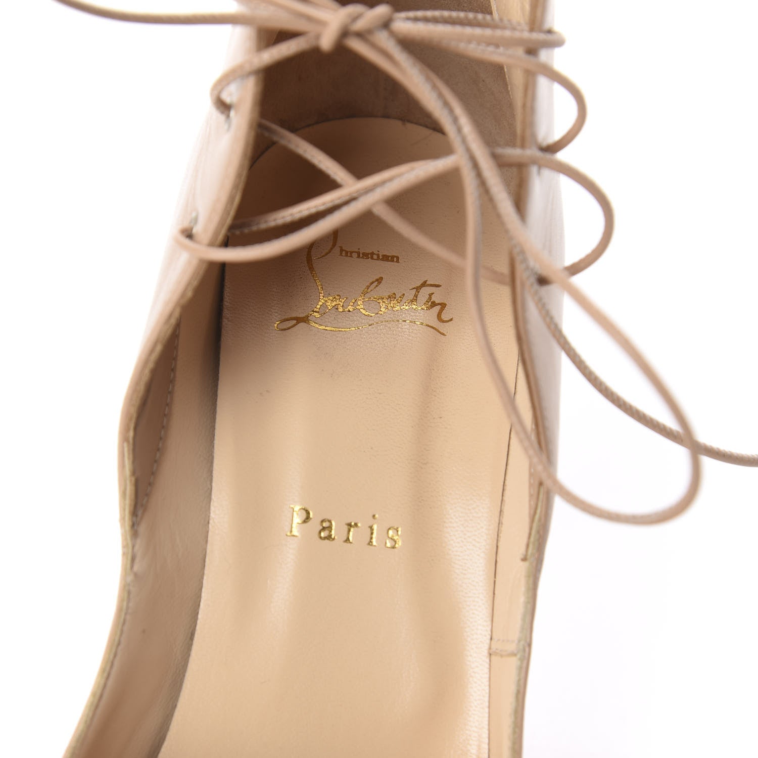 Christian Louboutin Kid Mega Vamp 100 Lace Up Pumps 39 Nude 5 of 7