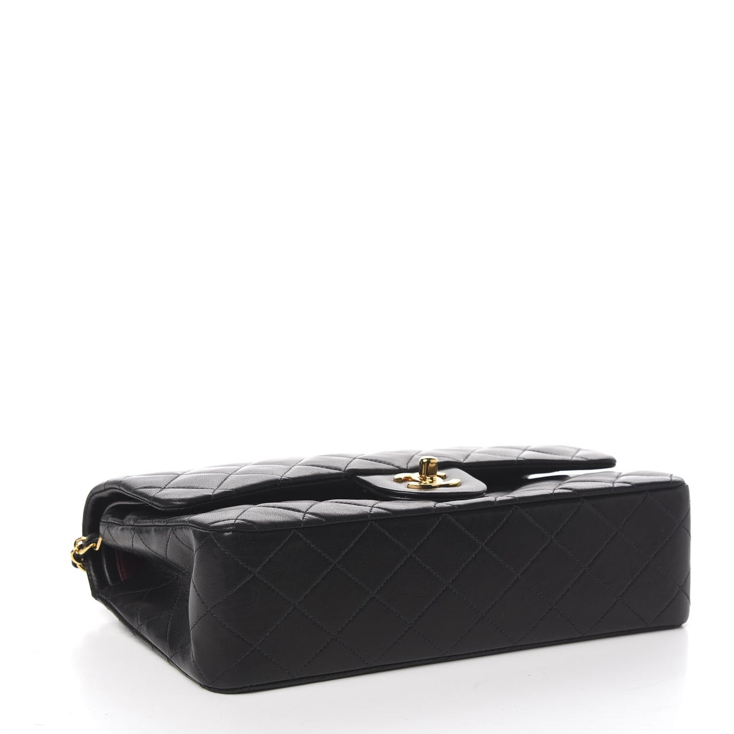Lambskin Quilted Medium Double Flap Black