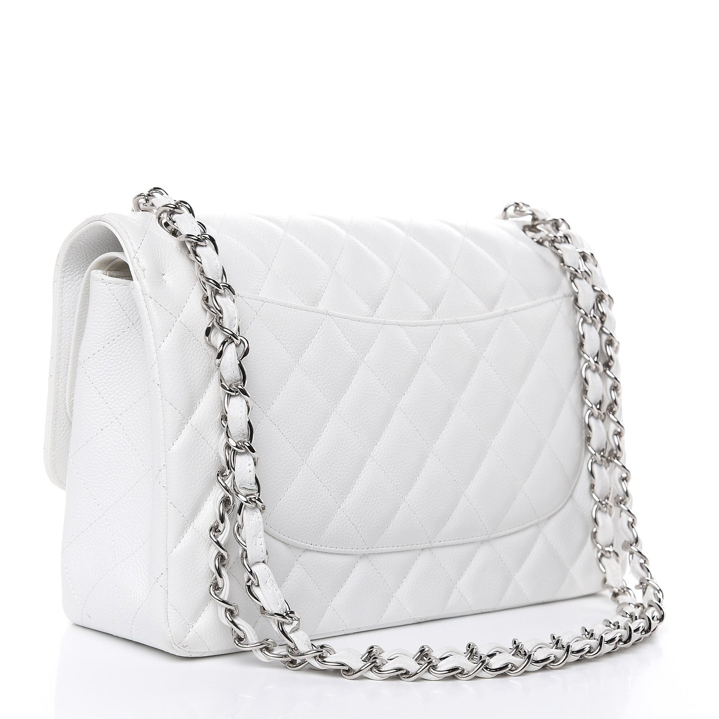 Caviar Quilted Jumbo Double Flap White