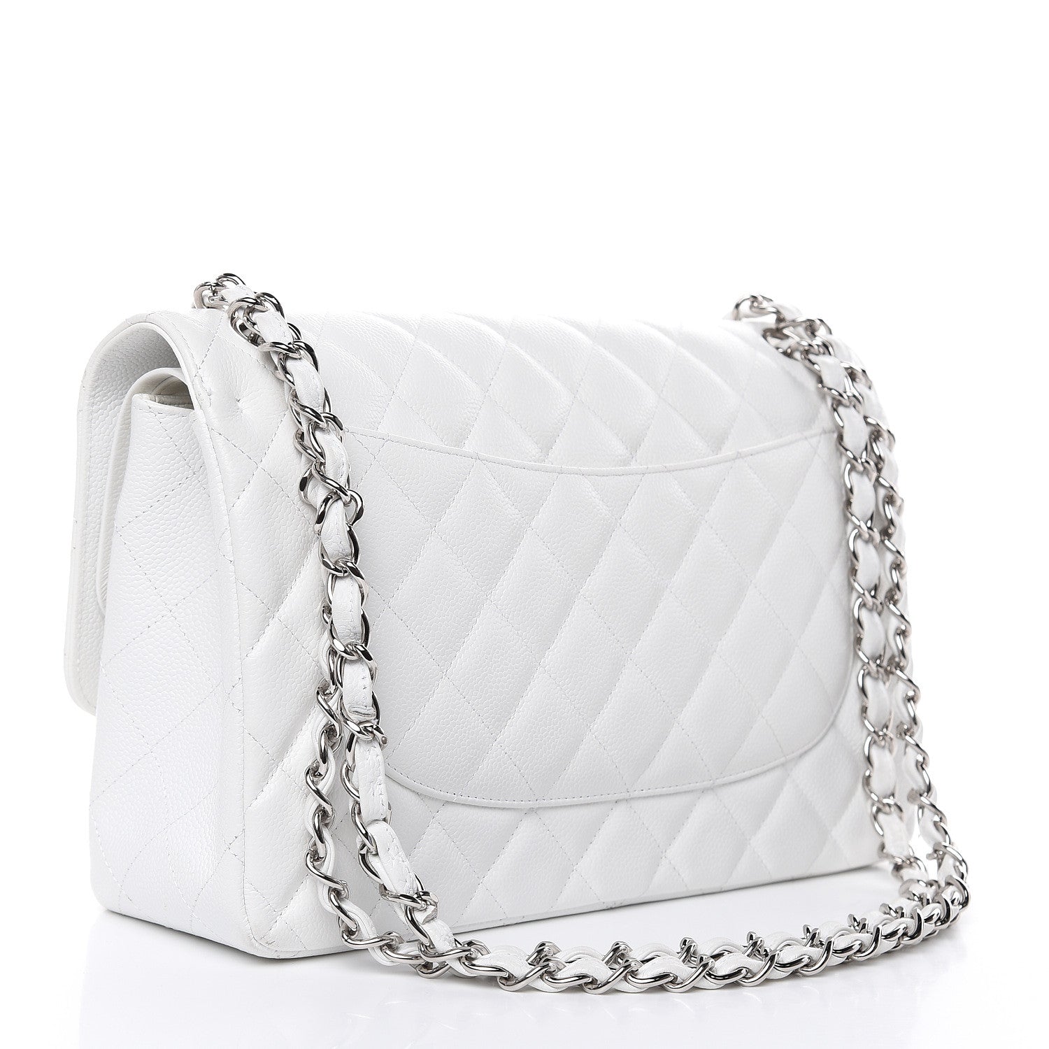 Chanel Caviar Quilted Jumbo Double Flap White 3 of 16