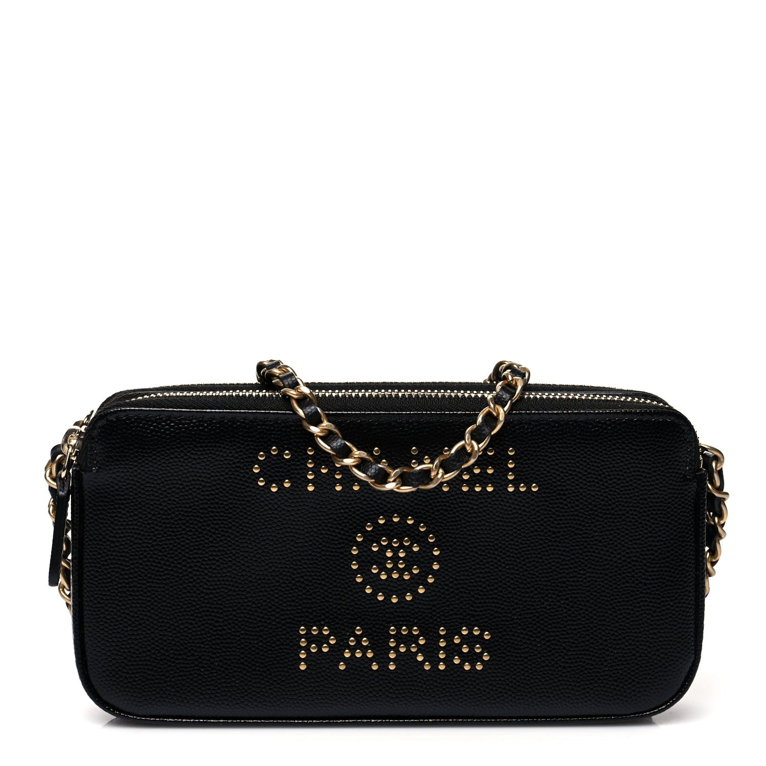 Chanel Caviar Studded Small Deauville Clutch With Chain Black 1 of 11