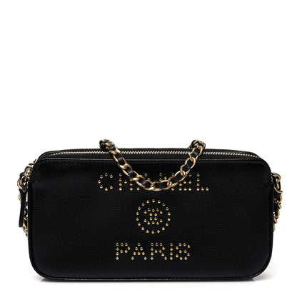 Chanel Caviar Studded Small Deauville Clutch With Chain Black 1 of 11