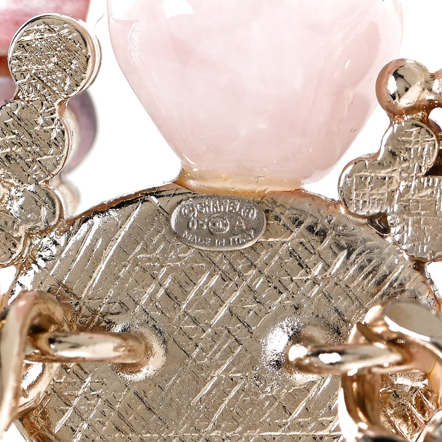 Poured Glass Crystal Tweed Chain CC Belt 85 Pink Gold Multicolor