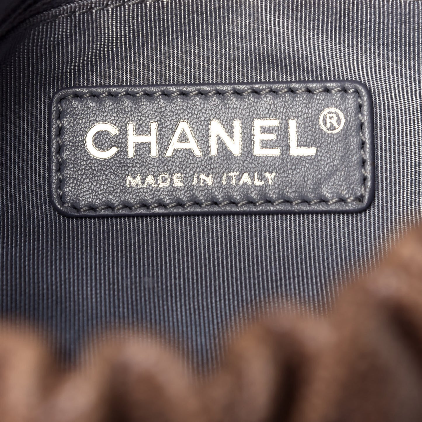 Caviar Quilted Medium Elastic Flap Brown