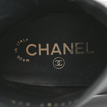 Chanel Calfskin Logo Boots 37.5 Black 9 of 9