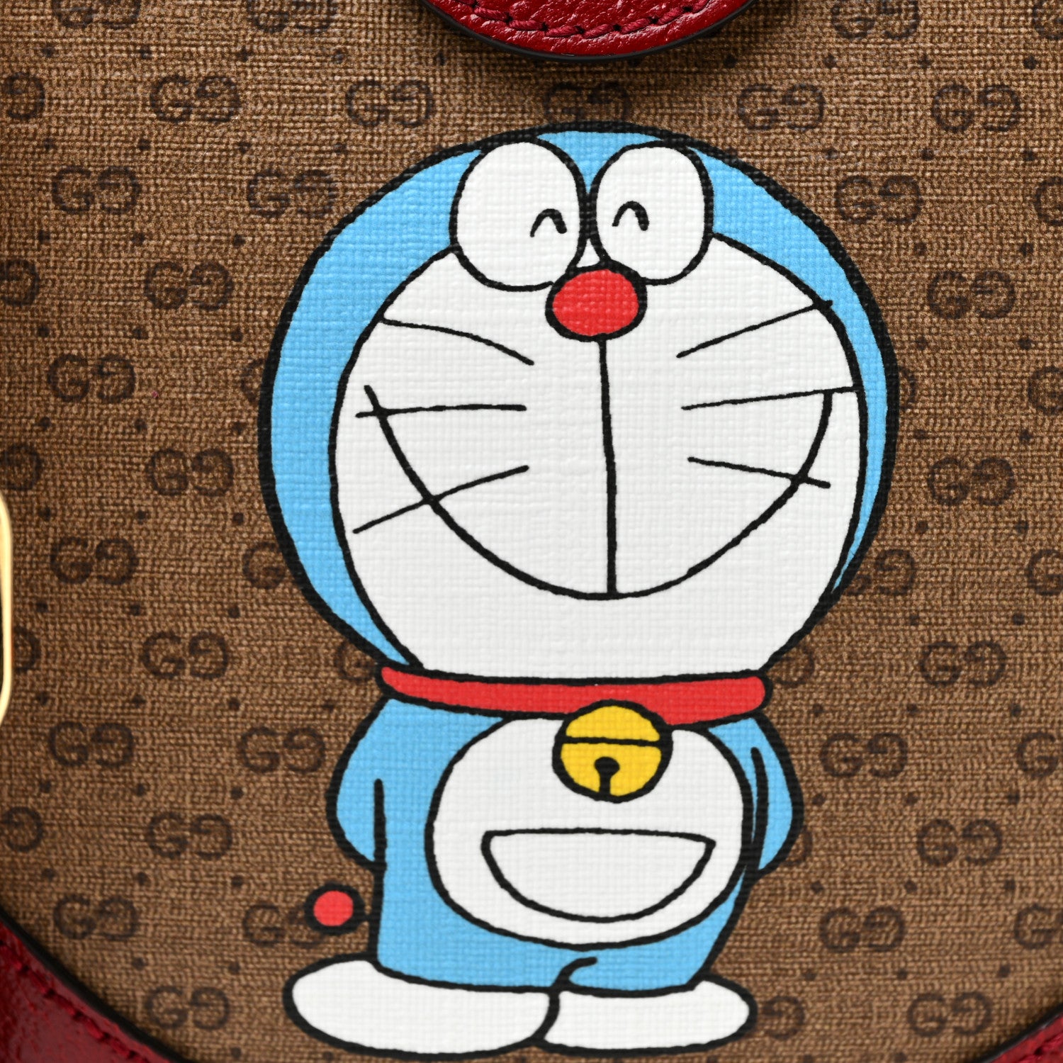 Gucci X DORAEMON Mini Vintage GG Supreme Monogram Mini Round Shoulder Bag Beige Cherry Red 9 of 12
